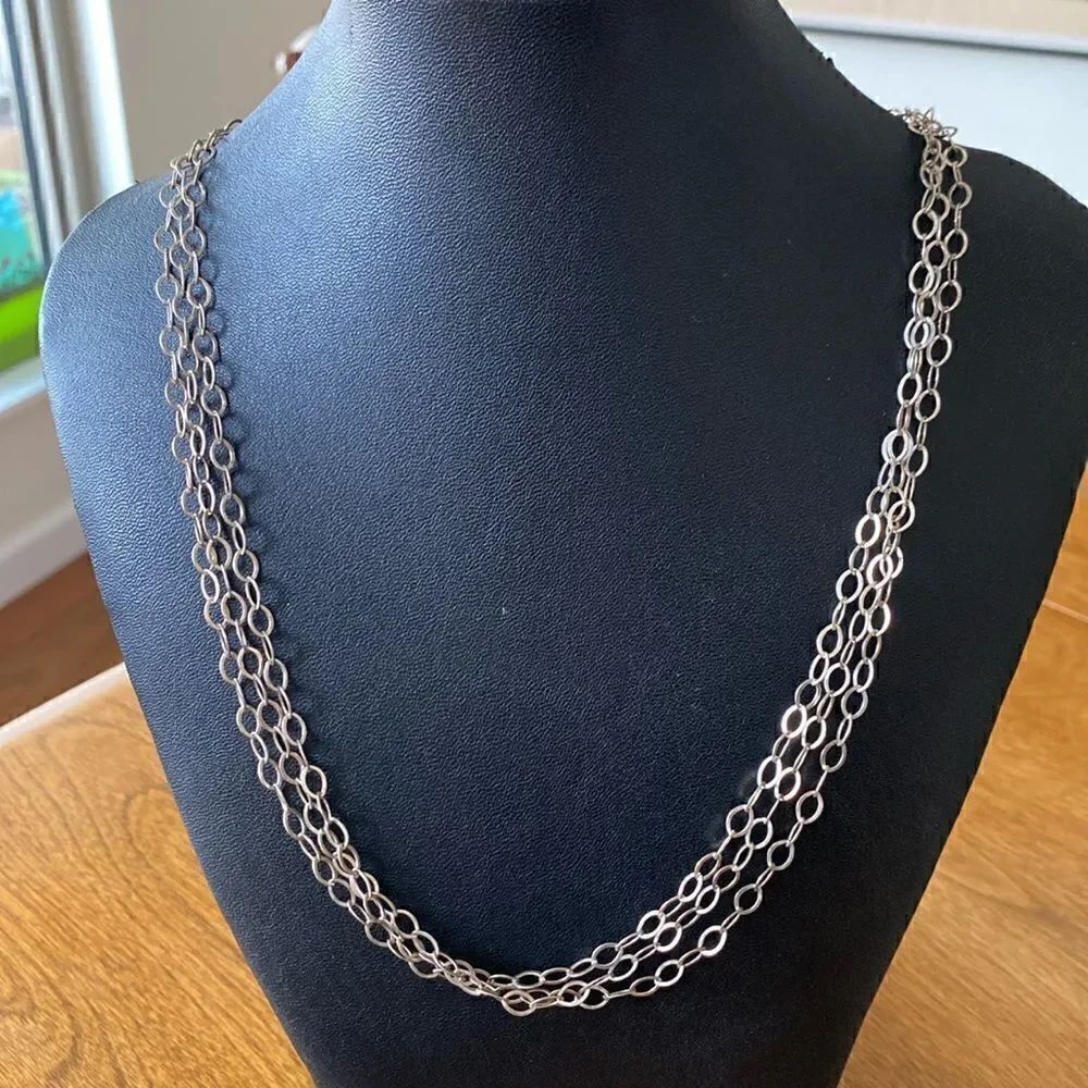 Paolo Valentini sterling silver marquise tri strand necklace